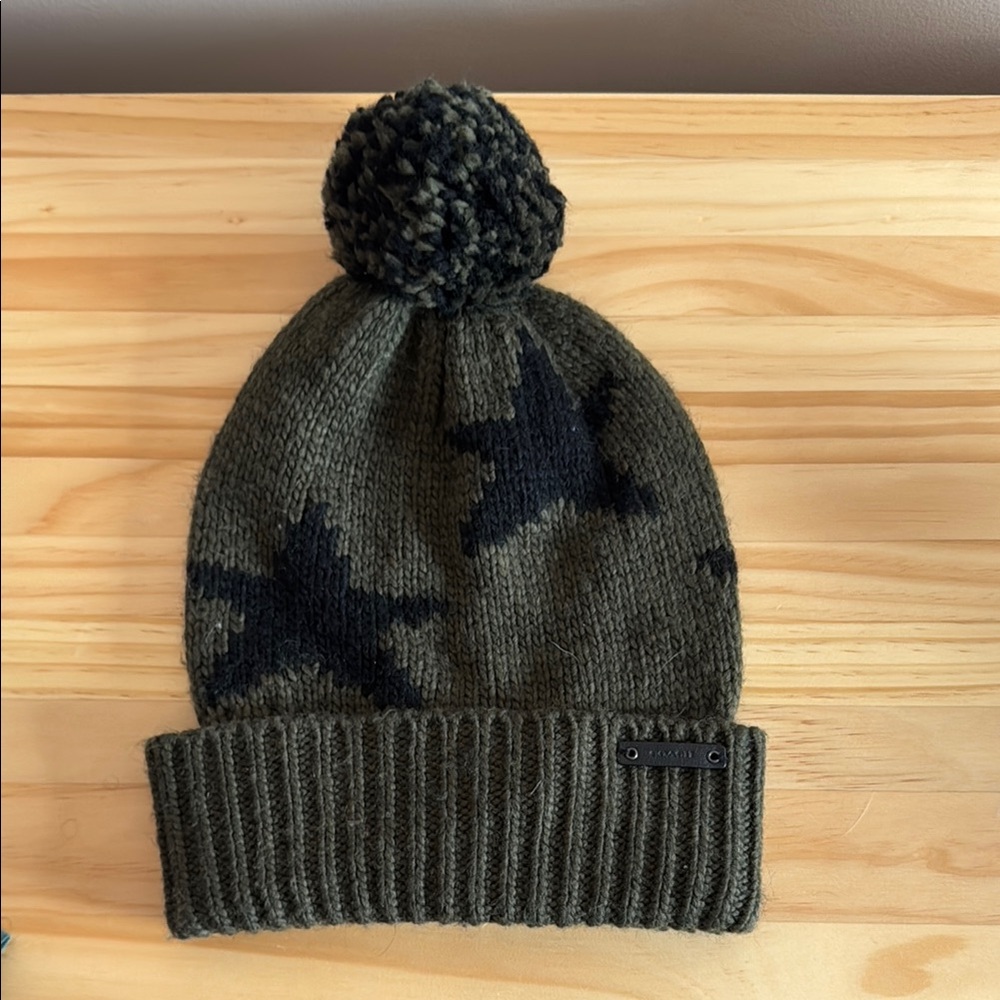 Coach Olive Green Star Slouchy Beanie